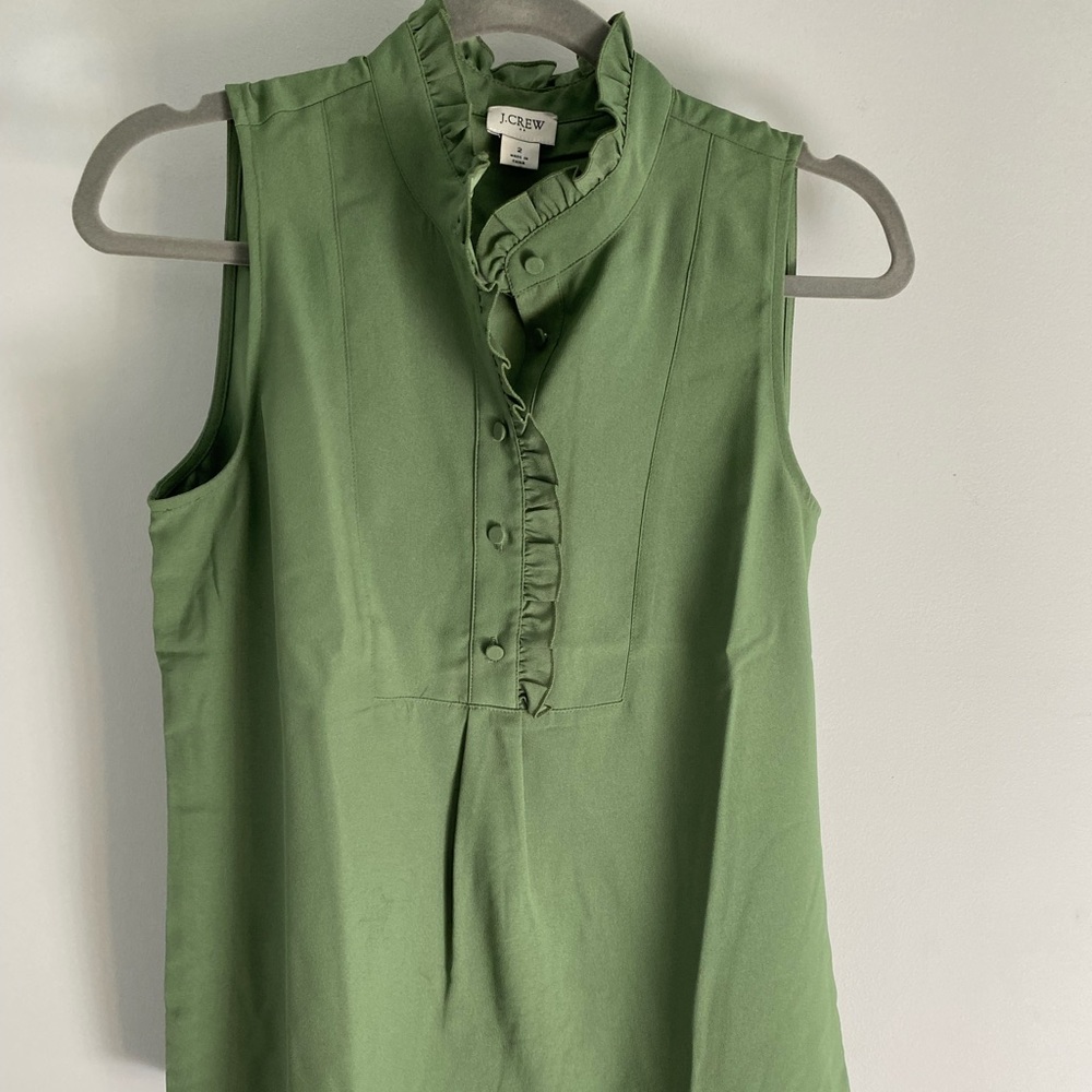J.Crew factory ruffle collar tank top blouse sz 2 NWOT
